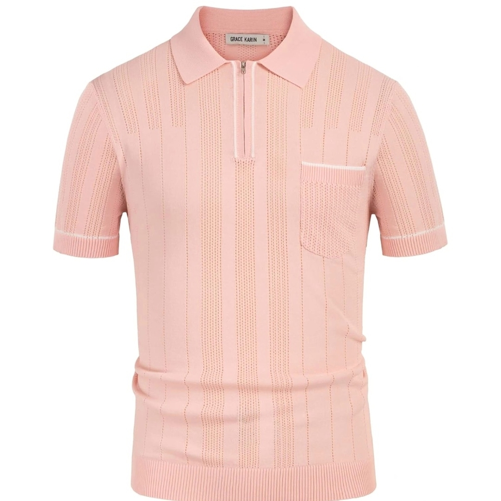 Grace Karin Mens Quarter Zip Polo Shirt